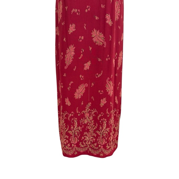 Vtg 90s Eddie Bauer Dress Red Maxi Floral Paisley Boho Square Neck Sz 12 - Picture 5 of 9